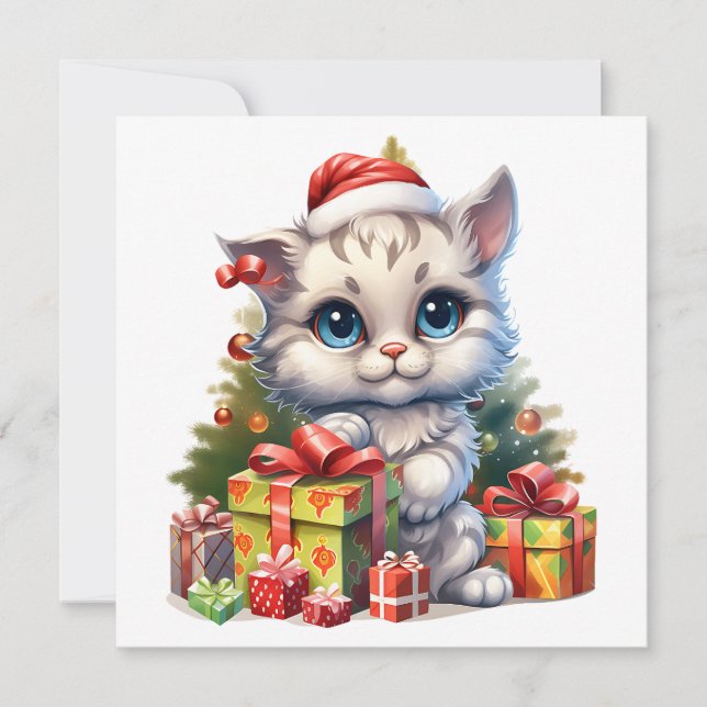 Christmas Kitty Greeting Card (Front)