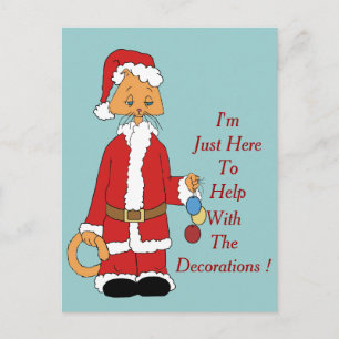 Christmas Kitty Helper Holiday Postcard