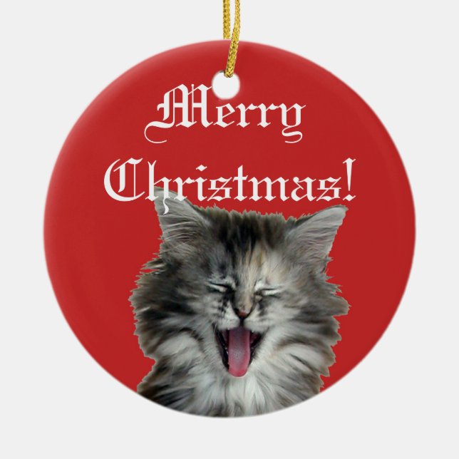 Christmas kitty red ornament (Front)