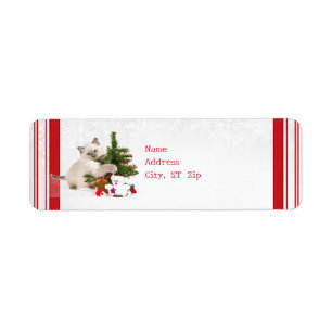 Christmas Kitty Return Address Label