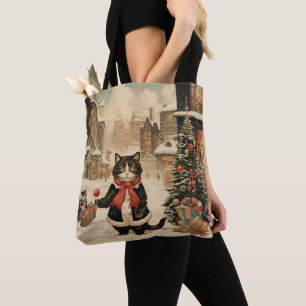 Christmas Kitty Snowy Day Tote Bag