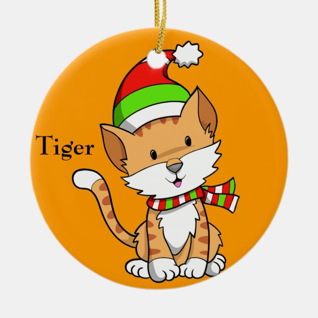 Christmas Kitty "Tiger" Ornament (Front)