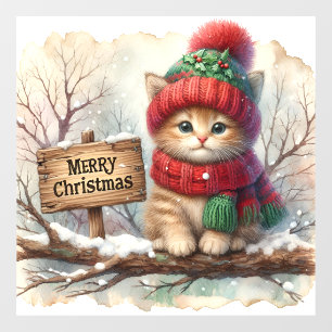 Christmas Kitty Window Cling