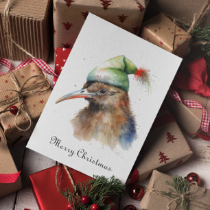 Christmas Kiwi Bird, customisable Foil Holiday Card