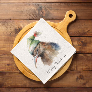Christmas Kiwi Bird, customisable Napkin