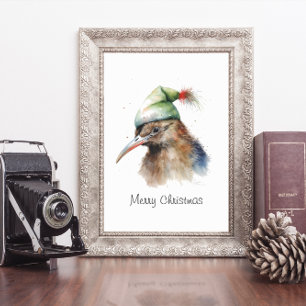 Christmas Kiwi Bird, customisable Poster