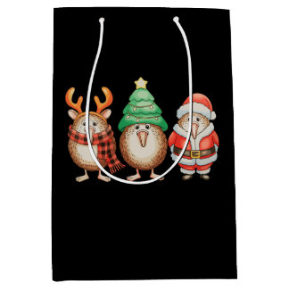 Christmas Kiwi Bird Santa Reindeer Xmas Tree Light Medium Gift Bag