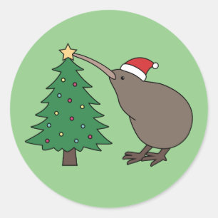 Christmas Kiwi Classic Round Sticker