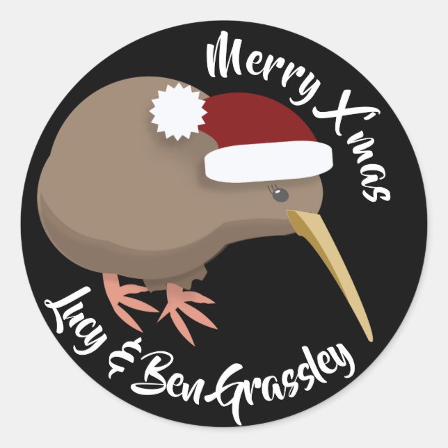 Christmas Kiwi Classic Round Sticker (Front)