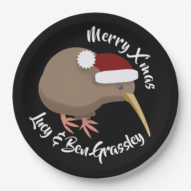 Christmas Kiwi Paper Plate (Front)