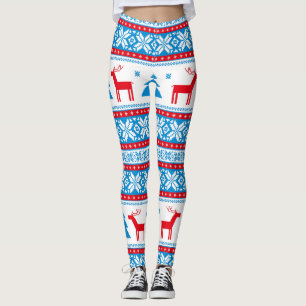 Christmas Knit Graphic – Snowflakes & Reindeer Leggings