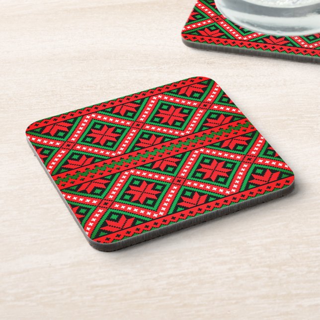 Christmas Knitted  Pattern  Coaster (Left Side)