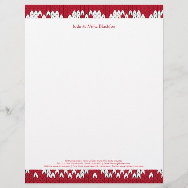 Christmas knitted pattern letterhead (Front)