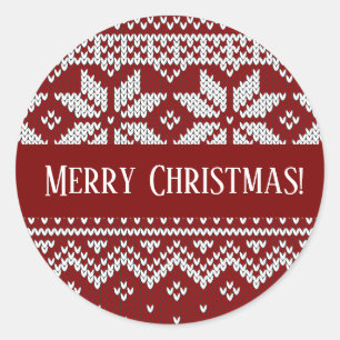 Christmas Knitted Red and White Sweater Classic Round Sticker