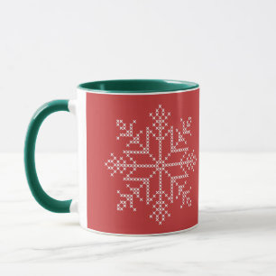 Christmas knitted snowflake nordic art mug