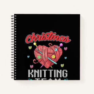 Christmas Knitting Team Heart Yarn Crochet Notebook