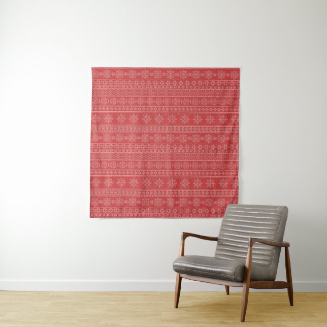 Christmas knitwear ugly sweater red xmas snowflake tapestry (In Situ)