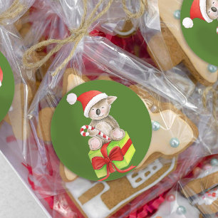 Christmas Koala bear round sticker