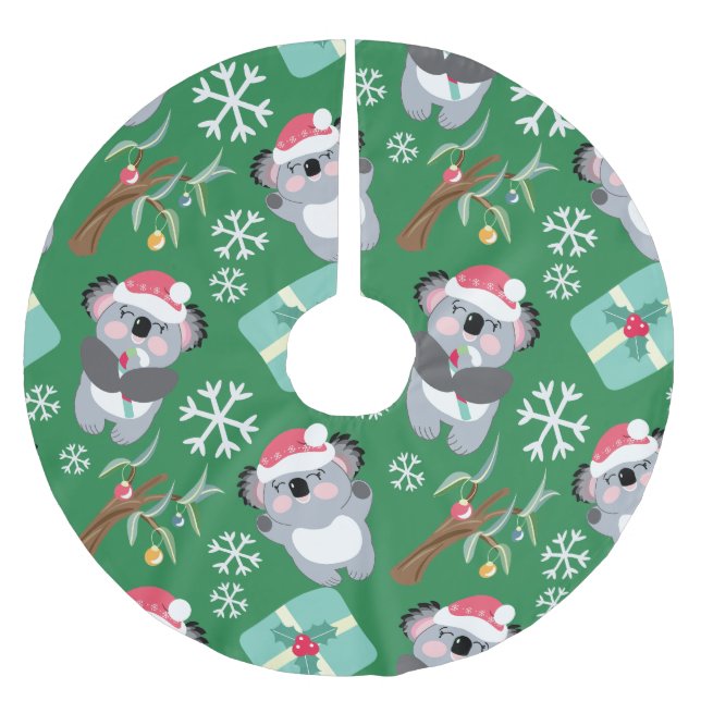 Christmas Koala Brushed Polyester Tree Skirt (Front)