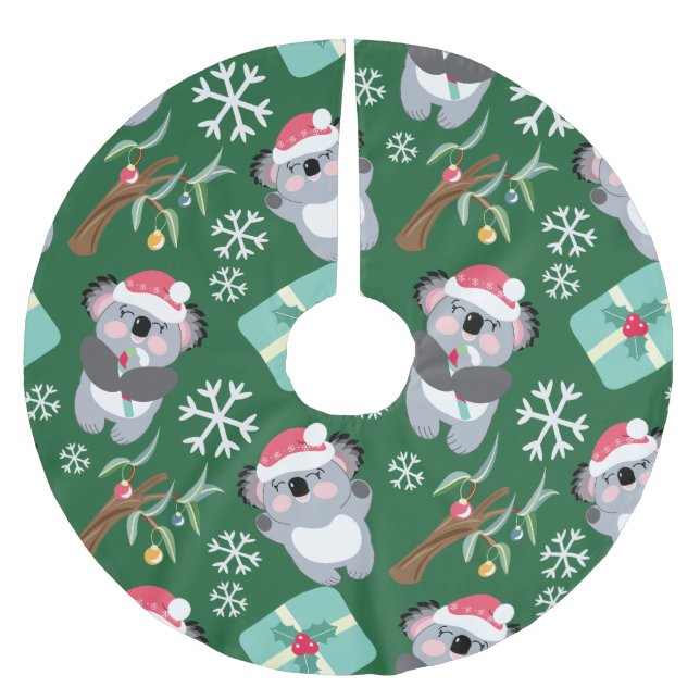 Christmas Koala Brushed Polyester Tree Skirt (Front)