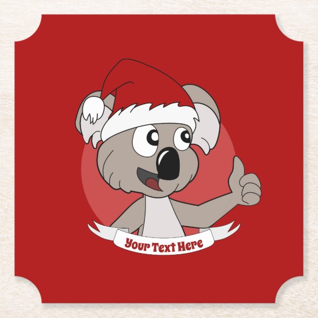 Christmas  koala cartoon button paper coaster (Front)