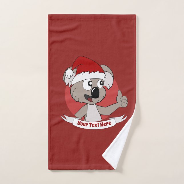 Christmas  koala cartoon   hand towel (Hand Towel)