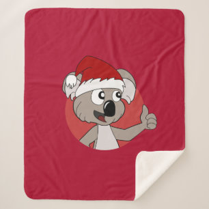 Christmas koala cartoon sherpa blanket