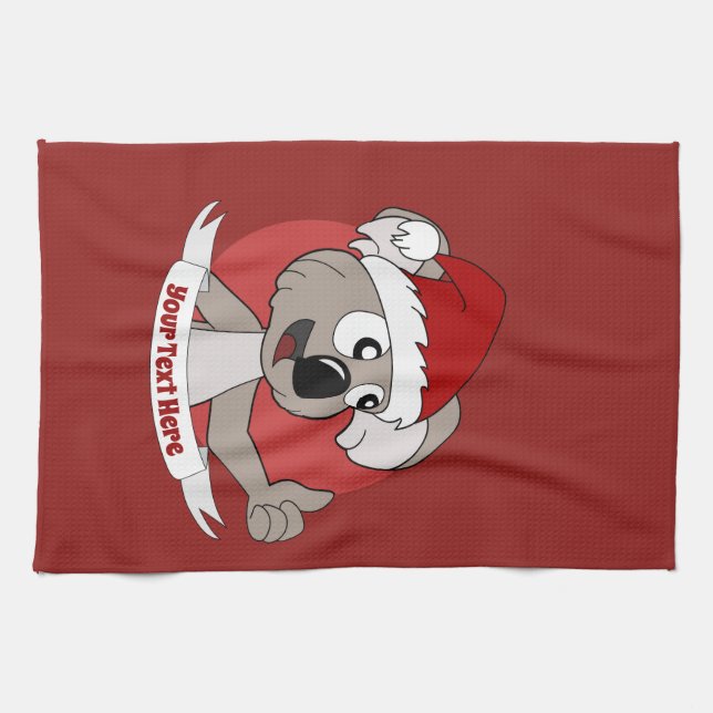 Christmas  koala cartoon   tea towel (Horizontal)