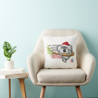 Christmas koala hanging around until Christmas Cushion