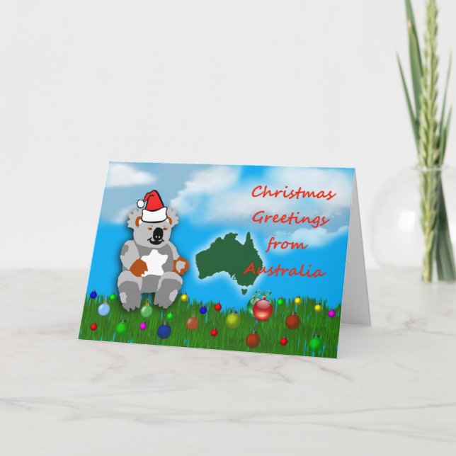 Christmas koala marsupial Australian Christmas Holiday Card (Front)
