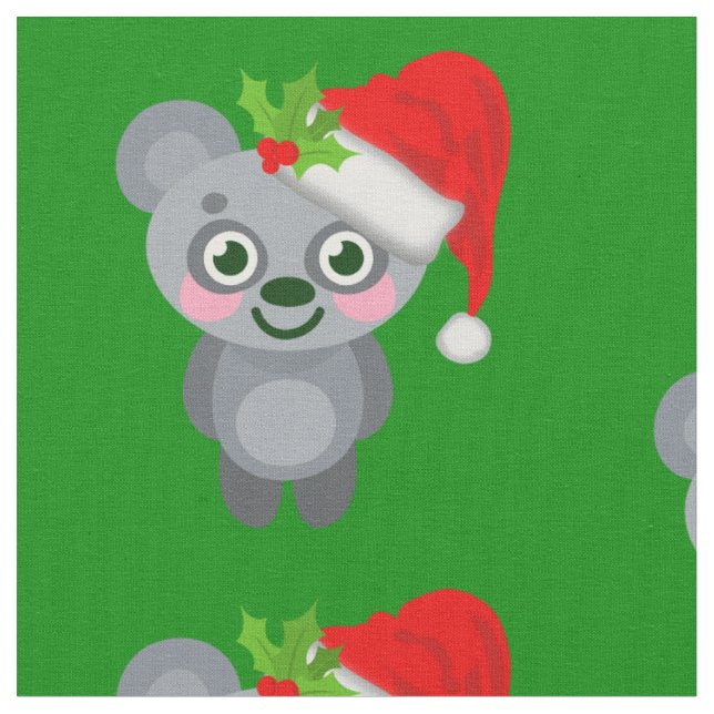 christmas koala santa claus fabric (Close Up)