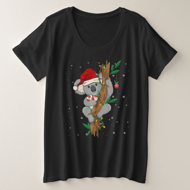 Christmas Koala Santa Sleigh Teacher Plus Size T-Shirt (Design Front)