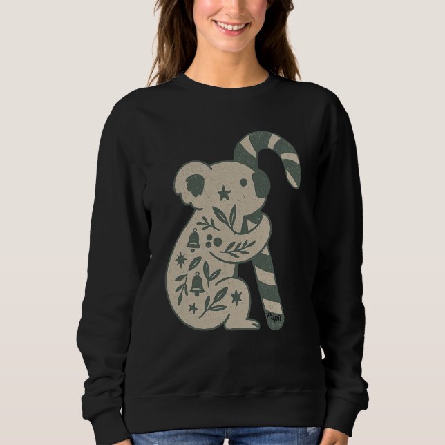 Christmas Koala with Candy Cane Sweatshirt (Front)