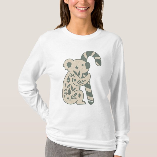 Christmas Koala with Candy Cane T-Shirt (Front)