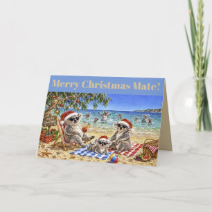 Christmas Koalas at the beach Holiday Card