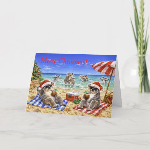 Christmas Koalas at the beach Holiday Card