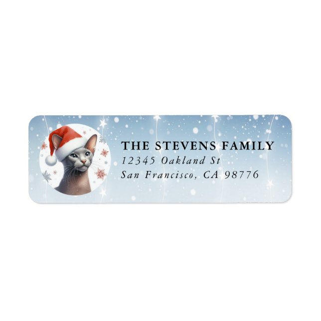 Christmas Korat Cat Return Labels (Front)