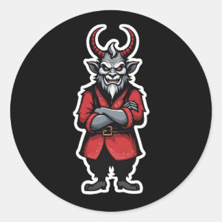 Christmas Krampus Arms Crossed Classic Round Sticker