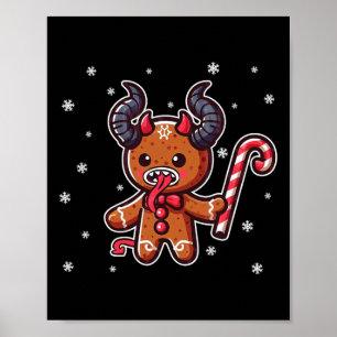 Christmas Krampus Gingerbread Man Christmas Pajama Poster