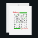 Christmas Kwanzaa Hanukkah Solstice Yuletide Holiday Card<br><div class="desc">Christmas Kwanzaa Hanukkah Solstice Yuletide</div>