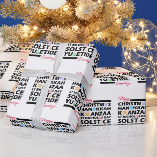 Christmas Kwanzaa Hanukkah Solstice Yuletide Wrapping Paper