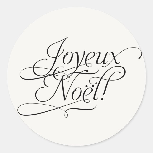 Christmas Label_Joyeux Noel Classic Round Sticker (Front)