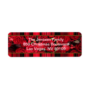 Christmas label red roses