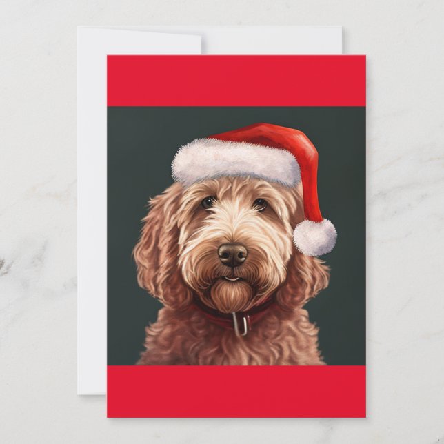  Christmas Labradoodle  , Dog lover gift  T-Shirt Holiday Card (Front)
