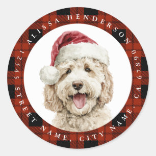 Christmas Labradoodle Round Stickers