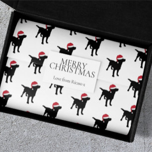 Christmas Labrador Black Dog In Santa Hat Wrapping Paper Sheet