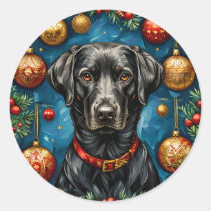 Christmas Labrador dog Classic Round Sticker