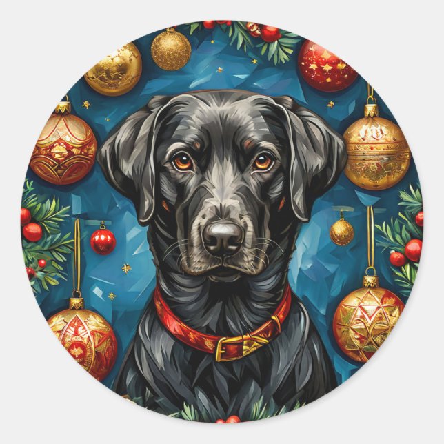 Christmas Labrador dog Classic Round Sticker (Front)