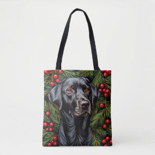 Christmas labrador dog tote bag