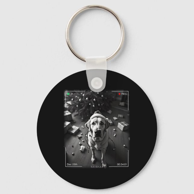 Christmas Labrador Retriever Caught On Camera  Key Ring (Front)